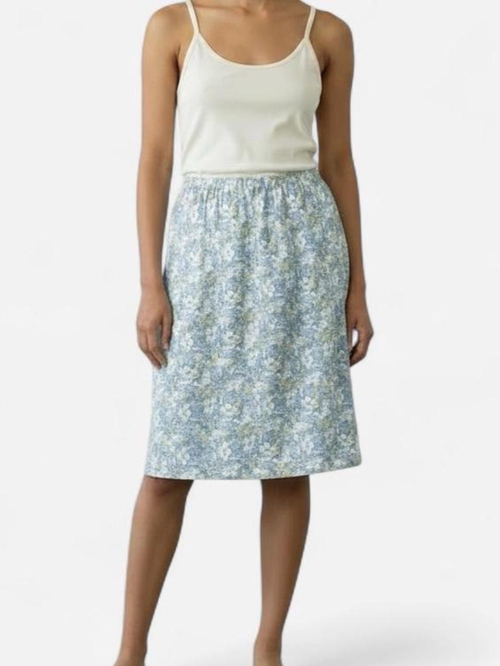 J. Jill Blue Floral Cotton Layered Slip Skirt  sz XS
